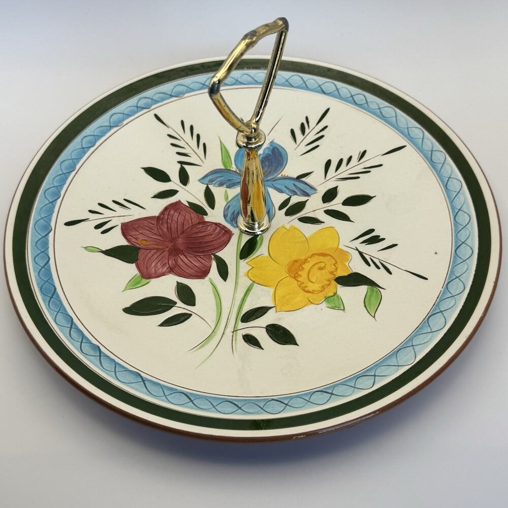 Stangl Vintage 10" Serving Plate‎ with handle Country Garden Pattern0
